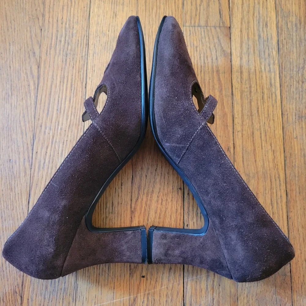 Madeline 10M Heels Brown Suede Mary Jane Cutout Block Heel KAI Whimsigoth Chunky
